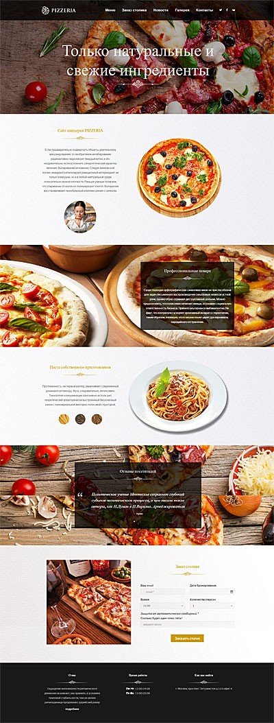 Сайт кафе-пиццерии